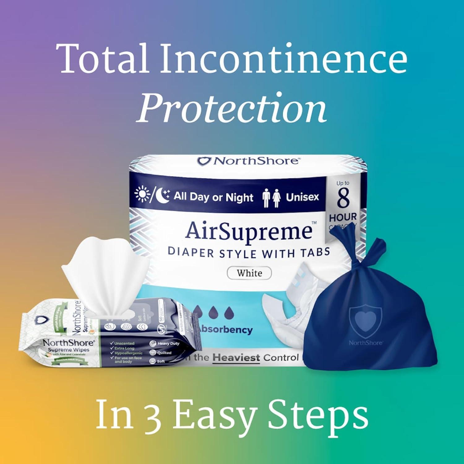 image:imageNorthShore AirSupreme Incontinence TabStyle Briefs for Men and Women Small Starter Pack4Large 45 Count
