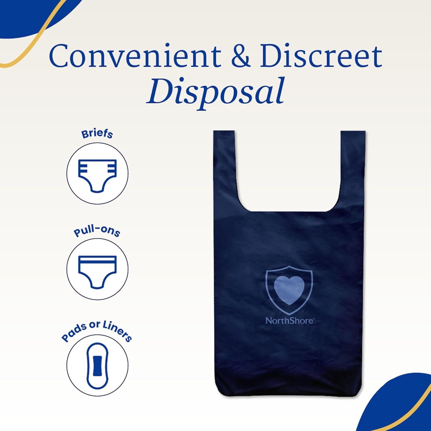 image:imageNorthShore DiscreetShield Disposal Bags for Adult Diapers 150Count Opaque Navy Scented EasyTie Handles25 Count Pack of 3