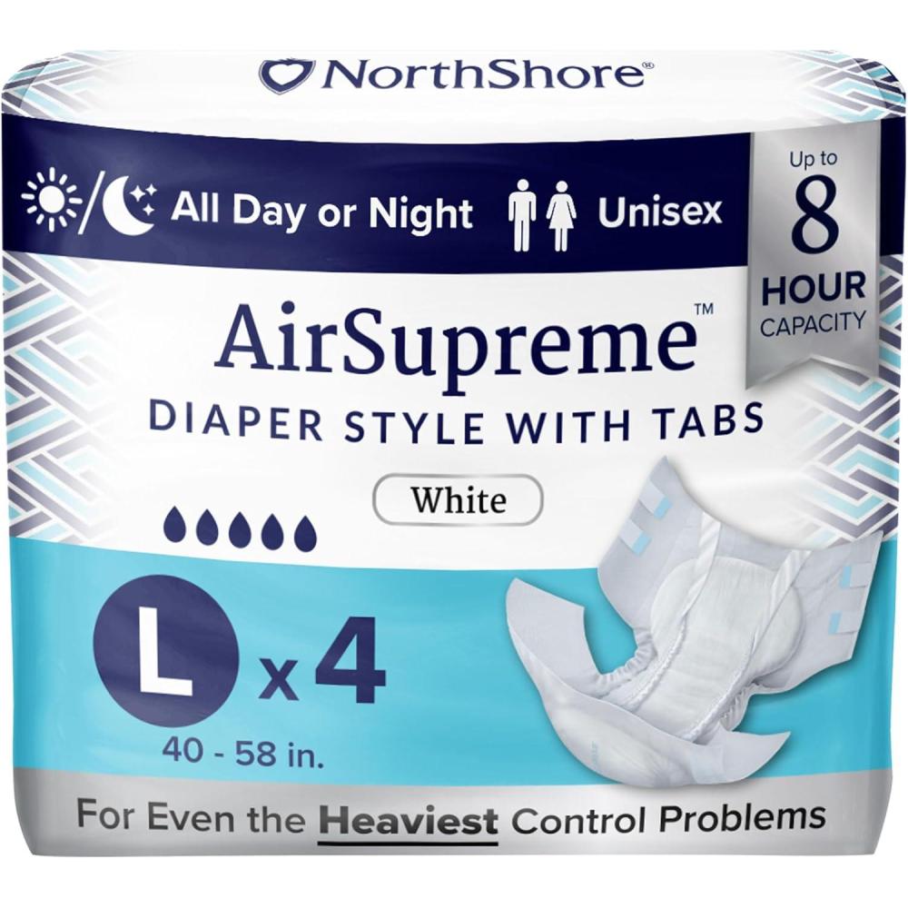 image:imageNorthShore AirSupreme Incontinence TabStyle Briefs for Men and Women Small Starter Pack4Large 4 Count