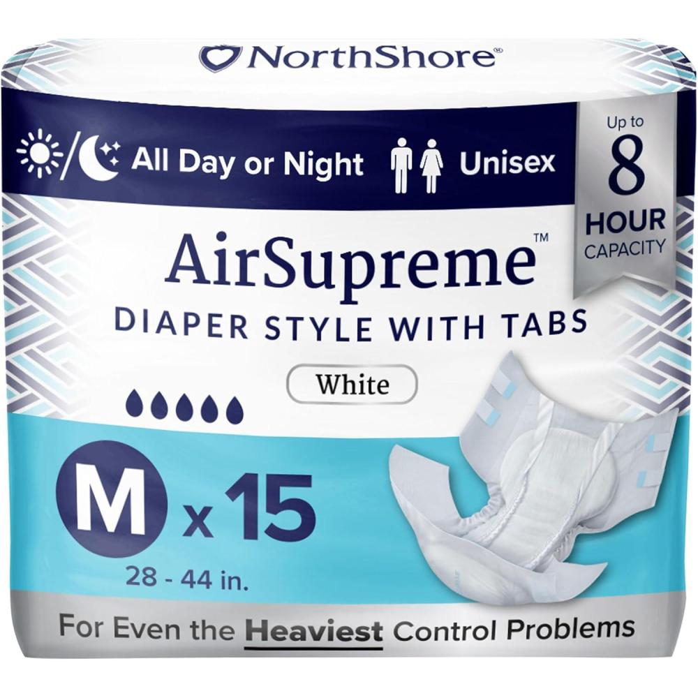 image:imageNorthShore AirSupreme Incontinence TabStyle Briefs for Men and Women Small Starter Pack4Medium  15 Count