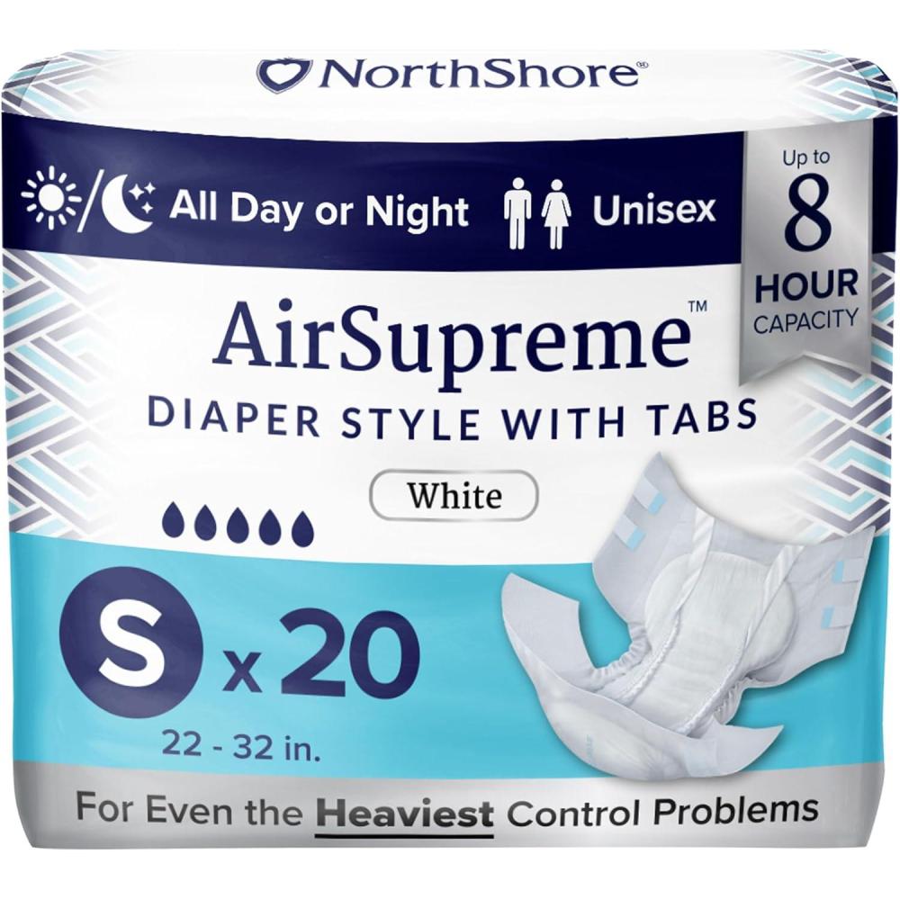 image:imageNorthShore AirSupreme Incontinence TabStyle Briefs for Men and Women Small Starter Pack4Small 20 Count