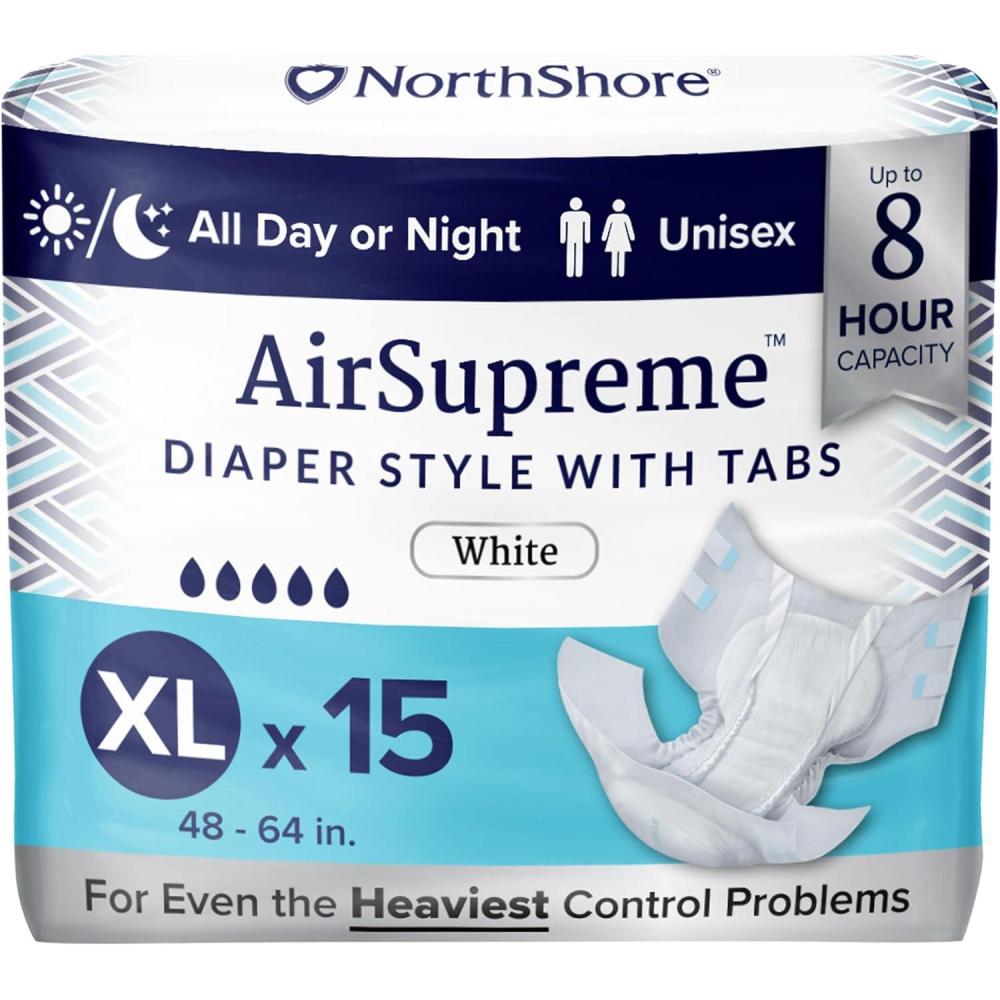 image:imageNorthShore AirSupreme Incontinence TabStyle Briefs for Men and Women Small Starter Pack4XLarge 15 Count