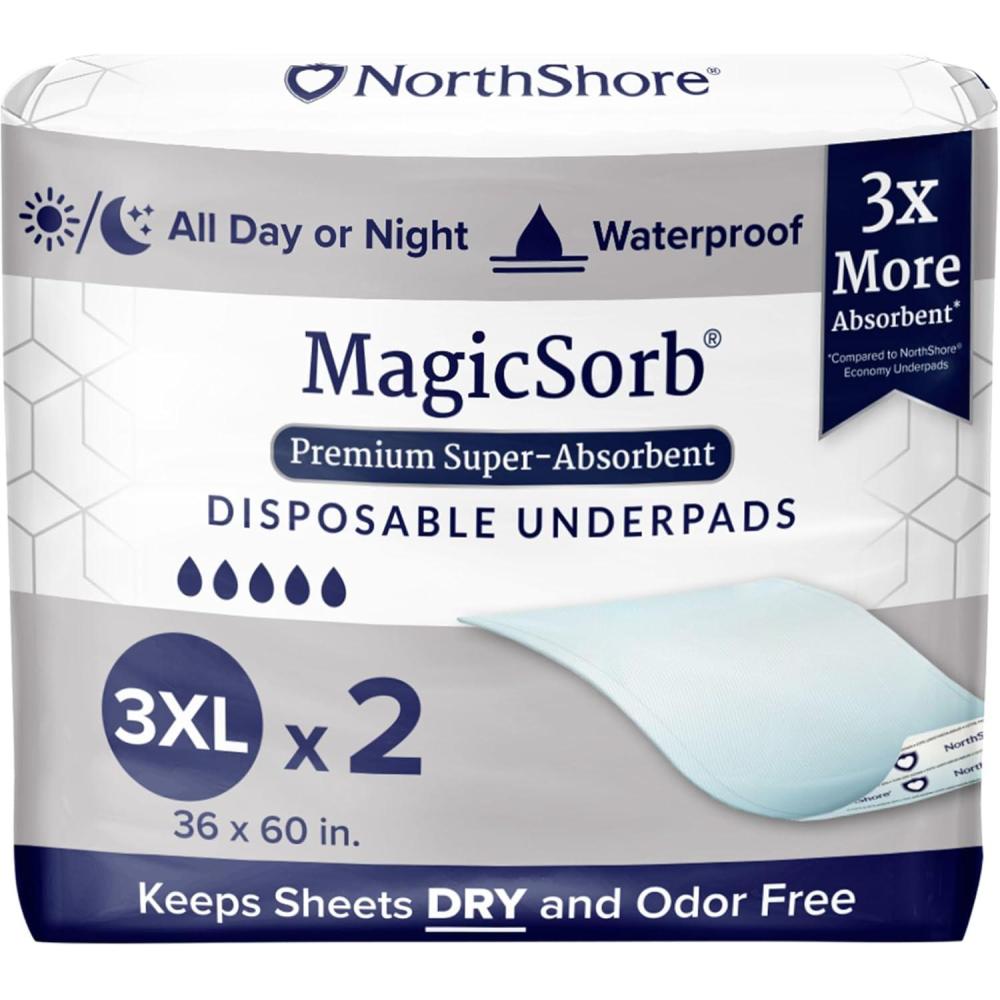 image:imageNorthShore MagicSorb 36 x 48 96 oz SuperAbsorbent Extra Long Underpads 2XL Case30 56s3XLarge 36x60 in 2 Count