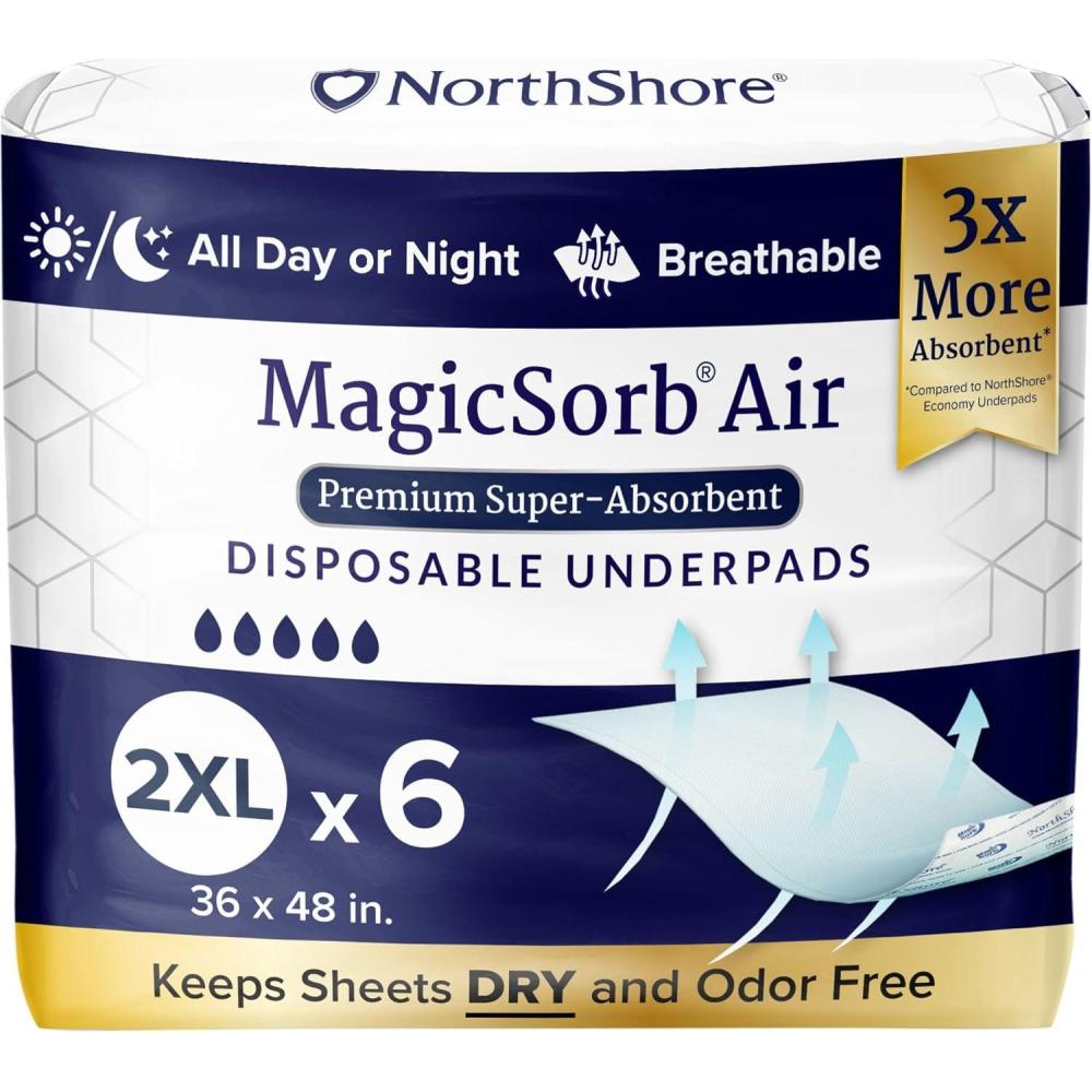 image:imageNorthshore MagicSorb Air 36 x 48 96 oz SuperAbsorbent Extra Long Underpads 2XL Case30 56s2XLarge 36x48 Inch 6 Count