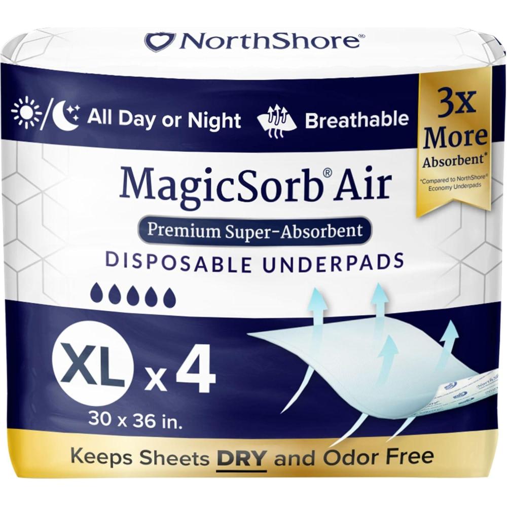 image:imageNorthshore MagicSorb Air 36 x 48 96 oz SuperAbsorbent Extra Long Underpads 2XL Case30 56sXLarge 30x36 Inch 4 Count