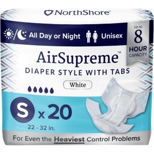 NorthShore AirSupreme Incontinence Tab-Style Briefs for Men and Women, Small, Starter Pack/4(Small  20 Count)