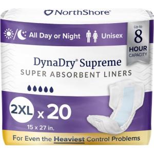 NorthShore DynaDry Supreme Liners for Men and Women, 2X-Large, Pack of 20(2X-Large (20 Count))