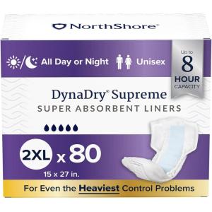 NorthShore DynaDry Supreme Liners for Men and Women, 2X-Large, Pack of 20(2X-Large (80 Count))