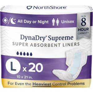NorthShore DynaDry Supreme Liners for Men and Women, 2X-Large, Pack of 20(Large (20 Count))