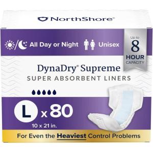 NorthShore DynaDry Supreme Liners for Men and Women, 2X-Large, Pack of 20(Large (80 Count))