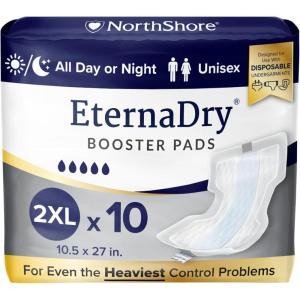 NorthShore EternaDry Booster Pads for Men and Women with Adhesive, Large, Case/120 (4/30s)(2X-Large (10 Count))