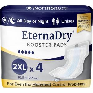 NorthShore EternaDry Booster Pads for Men and Women with Adhesive, Large, Case/120 (4/30s)(2X-Large (4 Count))