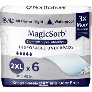 NorthShore MagicSorb, 36 x 48, 96 oz., Super-Absorbent Extra Long Underpads, 2XL, Case/30 (5/6s)(2X-Large (4 Count))