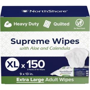 NorthShore Supreme Heavy-Duty Quilted Wipes, X-Large, Case/300 (6/50s)(3)