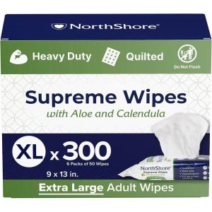 NorthShore Supreme Heavy-Duty Quilted Wipes, X-Large, Case/300 (6/50s)(6)