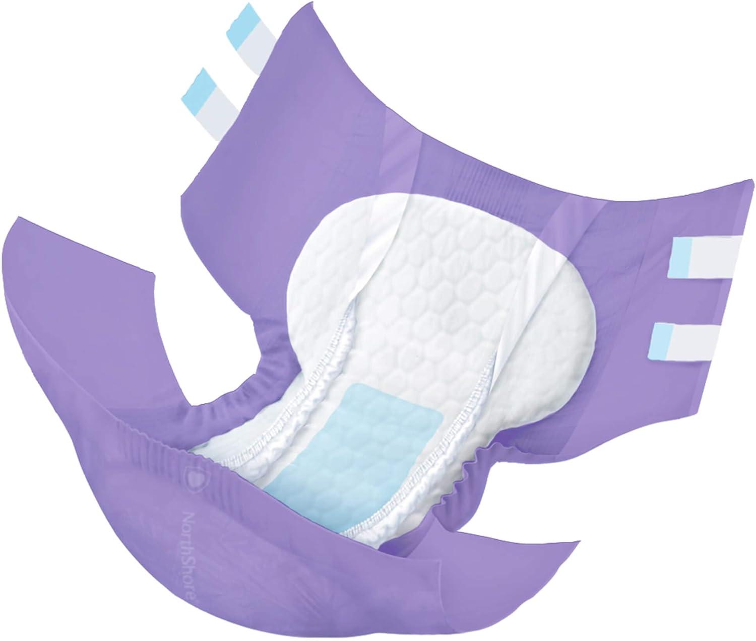 image:imageNorthShore MegaMax 12Hour HBL Adult Diapers for Heavy Bladder Leaks Medium 10 Count White 3244 inches TabStyle Incontinence Underwear for Men Women amp TeensPurple
