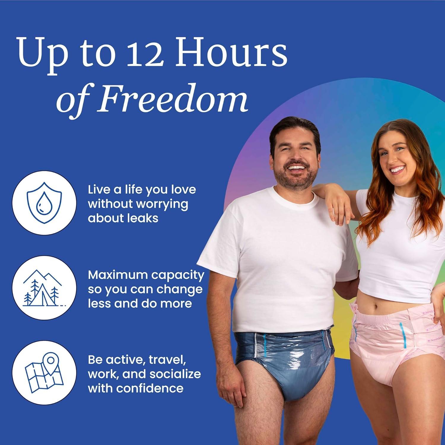image:imageNorthShore MegaMax 12Hour HBL Adult Diapers for Heavy Bladder Leaks Medium 10 Count White 3244 inches TabStyle Incontinence Underwear for Men Women amp TeensPurple
