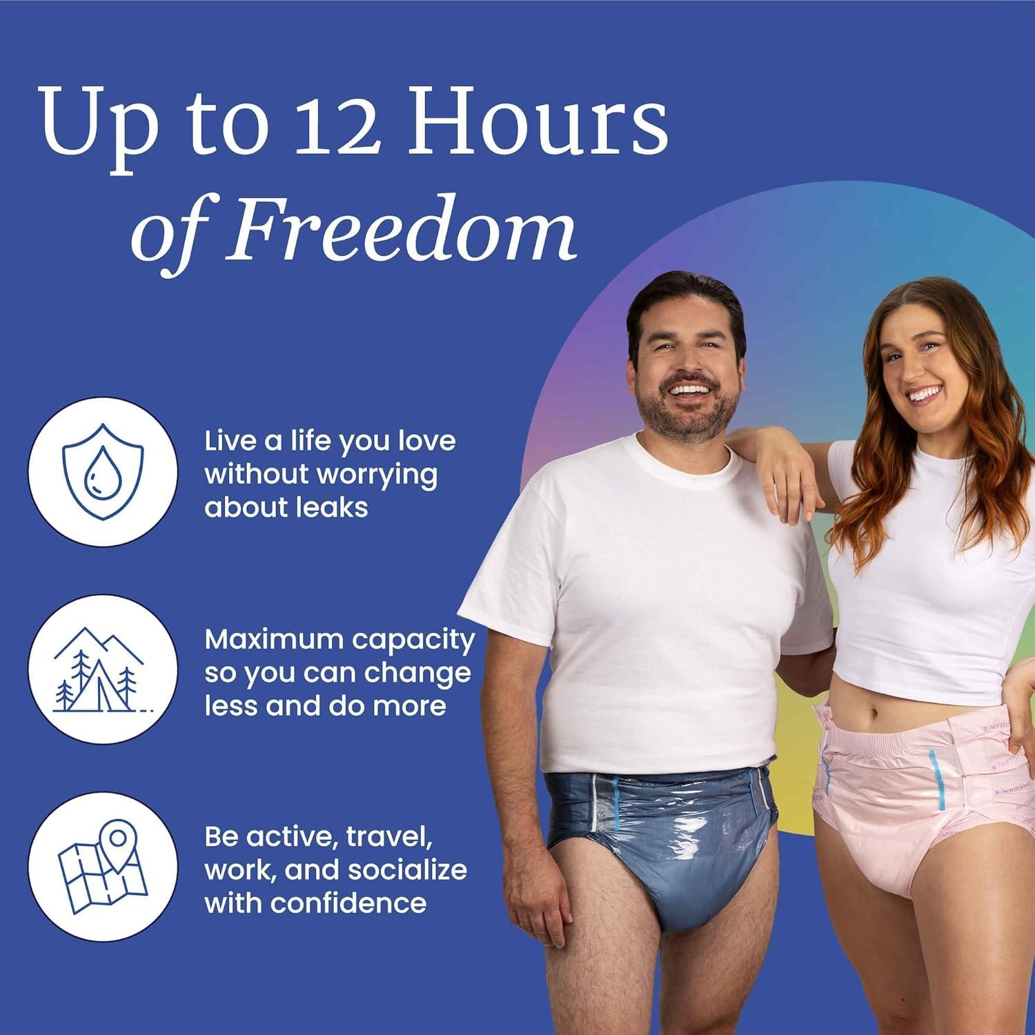 image:imageNorthShore MegaMax 12Hour HBL Adult Diapers for Heavy Bladder Leaks Medium 10 Count White 3244 inches TabStyle Incontinence Underwear for Men Women amp TeensTiedye