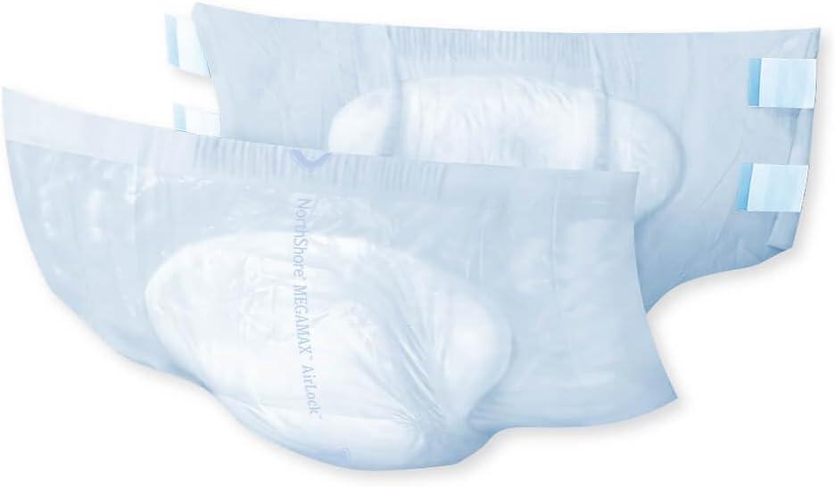image:imageNorthShore MegaMax AirLock Breathable 9Hour HBL Adult Diapers for Heavy Bladder Leaks Medium 12 Count Black 3244 inches TabStyle Incontinence Underwear for Men Women amp TeensWhite