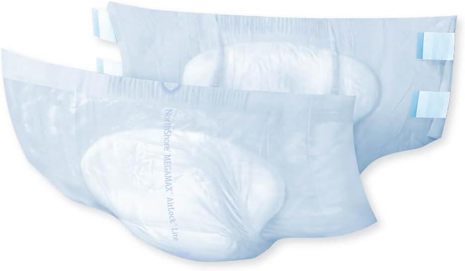 image:imageNorthShore MegaMax AirLock Lite Breathable 6Hour TabStyle Adult Diapers Medium 12 Count Bag White 3244 inches Unisex Incontinence UnderwearWhite